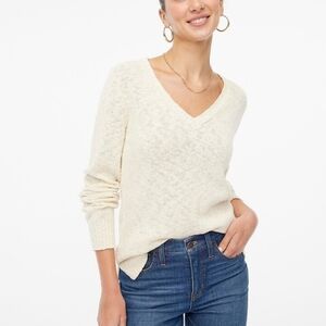J. Crew V neck slub cotton cream sweater sz XS